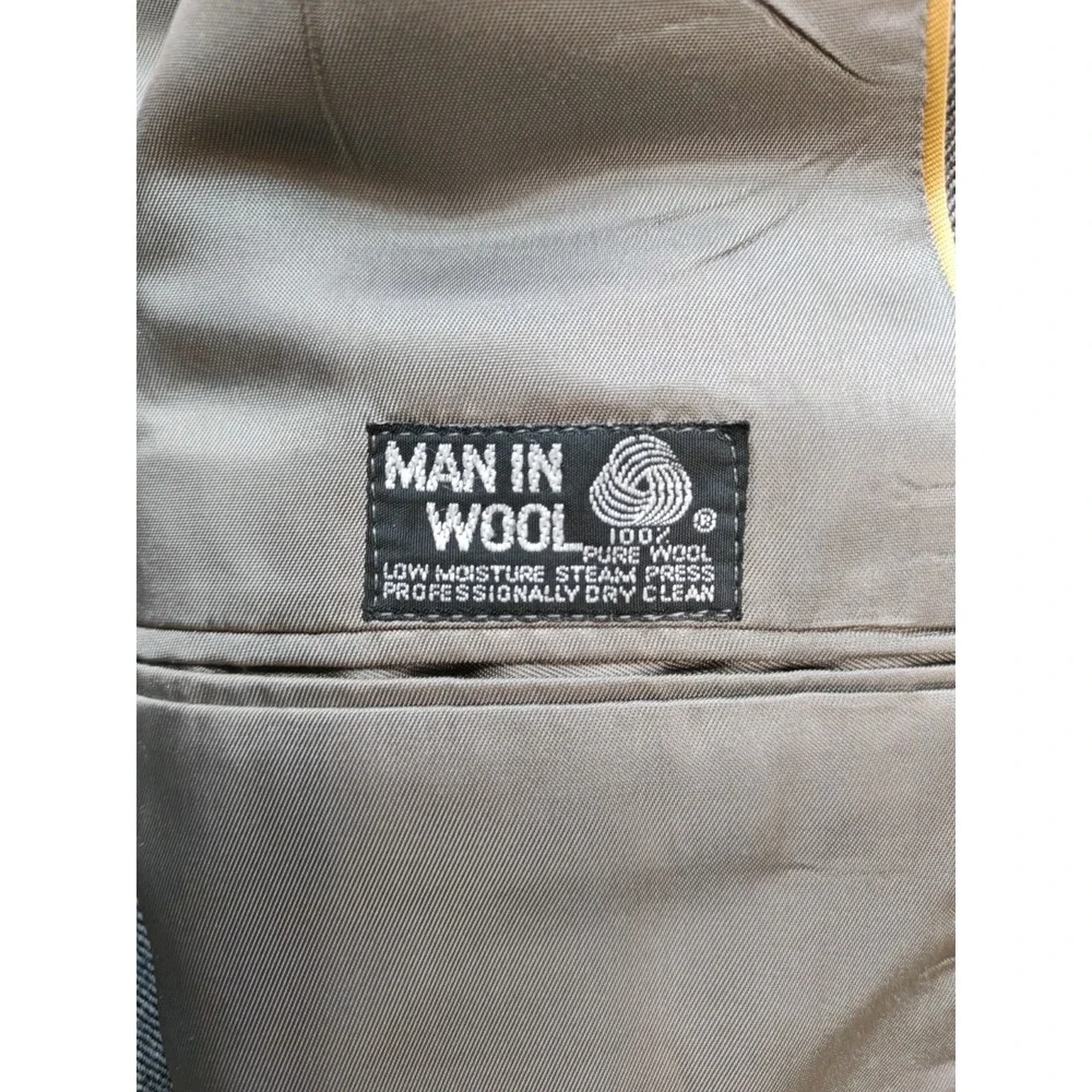 Baskin Mens Wool Sports Coat 40L Gray Herringbone Vintage 2 Button USA F505